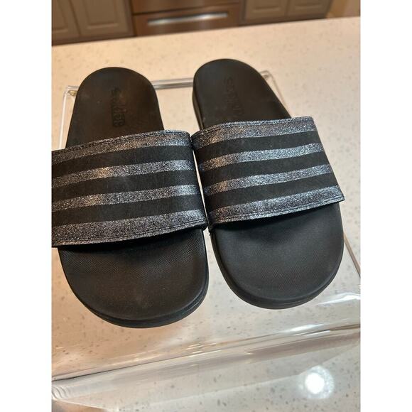 Adidas adilette NWT Sparkly Slides Women's Size 6 Sandals - Picture 2 of 6